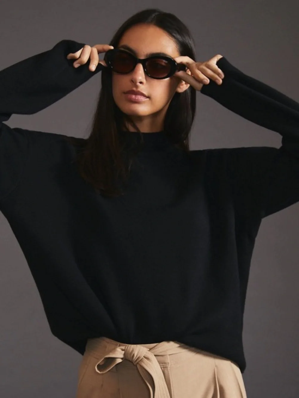 Anthropologie Maeve Carys Mock Neck Sweater in Black Sz: M